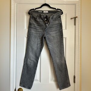 Mango Giselle Straight Leg Jeans in Washed Gray